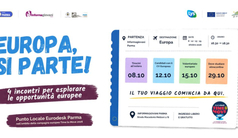EUROPA, SI PARTE! Quattro incontri per esplorare le opportunità europee: 8 - 12 - 15 - 29 ottobre 2026 all'Informagiovani